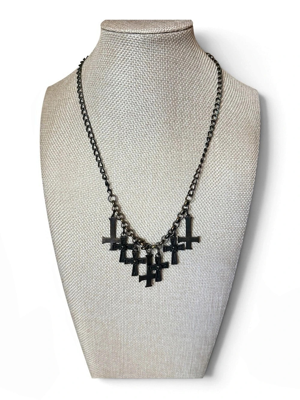 Black Cross Pendant Statement Necklace